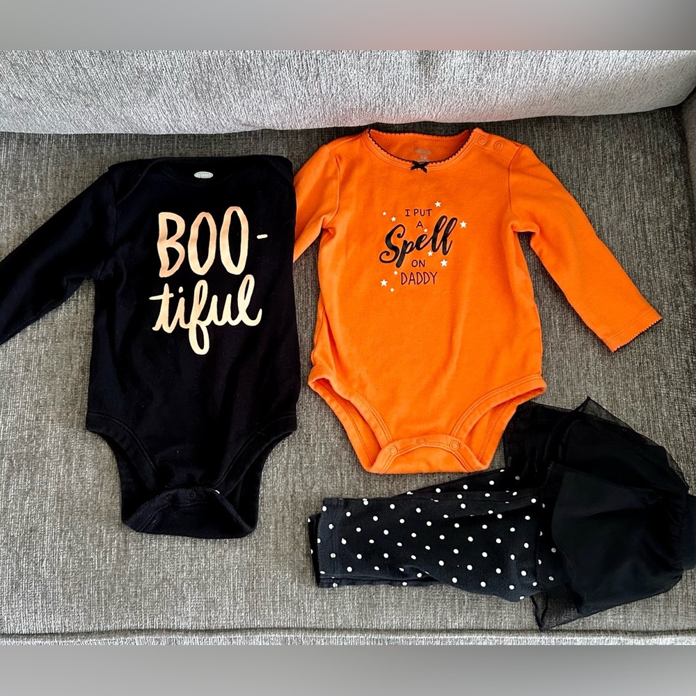 Halloween Onesies + Tutu Pants 12m, 12-18m